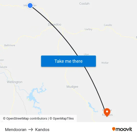 Mendooran to Kandos map