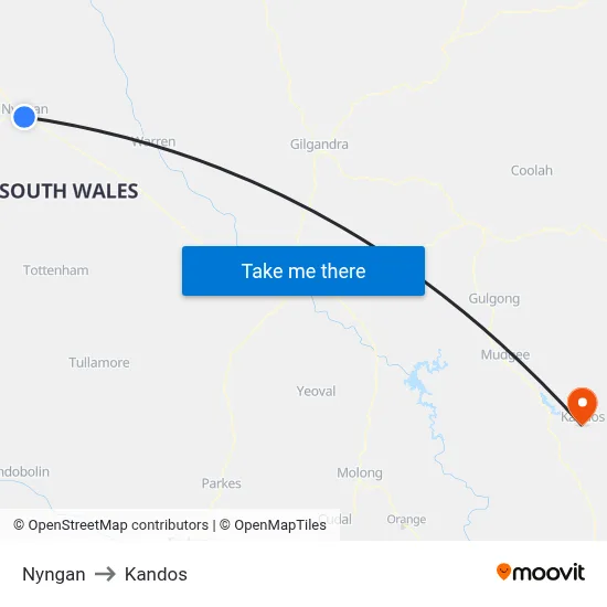Nyngan to Kandos map