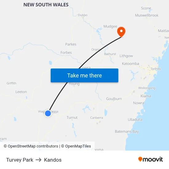 Turvey Park to Kandos map