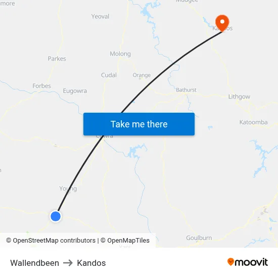 Wallendbeen to Kandos map