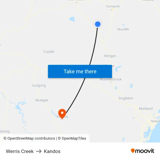 Werris Creek to Kandos map