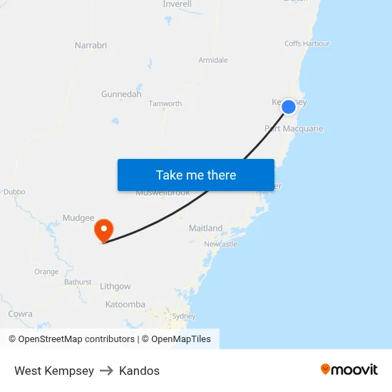 West Kempsey to Kandos map
