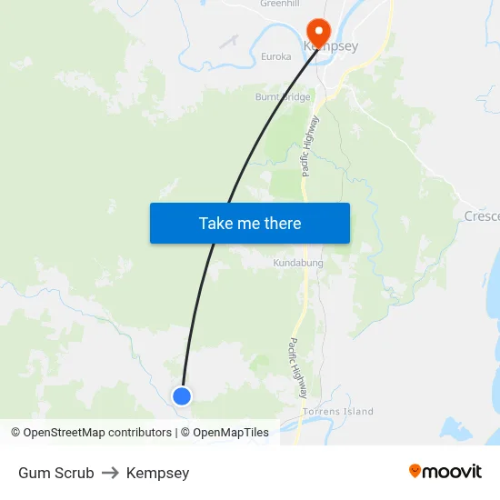 Gum Scrub to Kempsey map