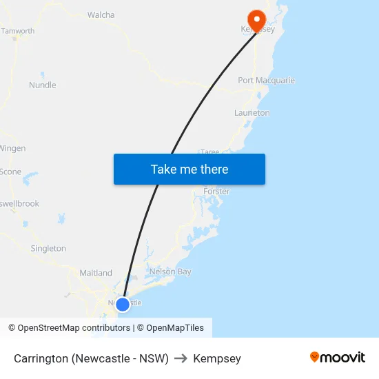 Carrington (Newcastle - NSW) to Kempsey map
