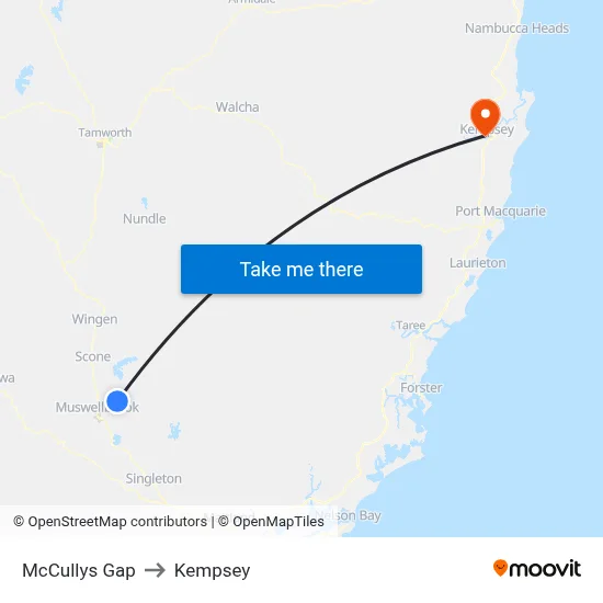 McCullys Gap to Kempsey map