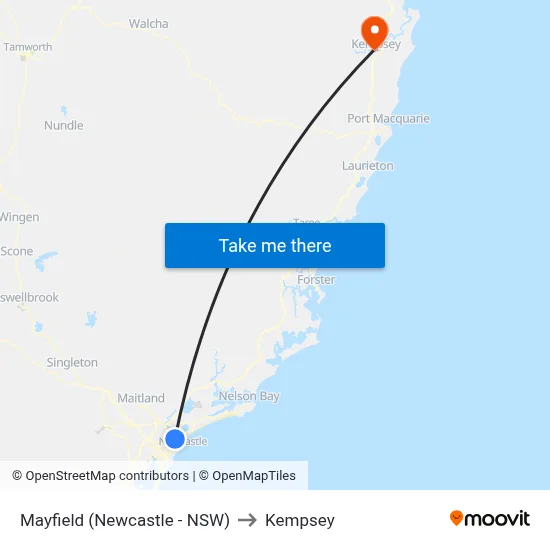 Mayfield (Newcastle - NSW) to Kempsey map