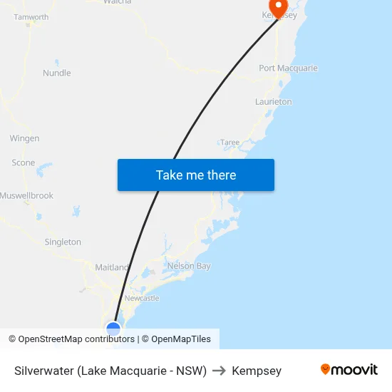 Silverwater (Lake Macquarie - NSW) to Kempsey map