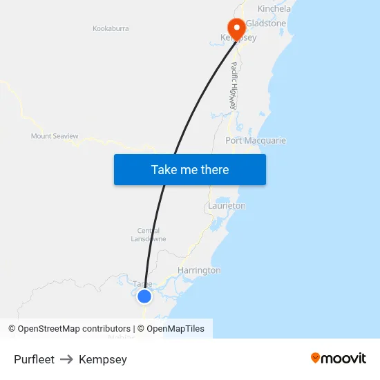Purfleet to Kempsey map