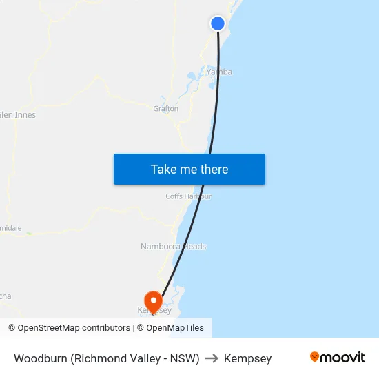 Woodburn (Richmond Valley - NSW) to Kempsey map