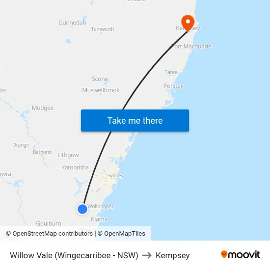 Willow Vale (Wingecarribee - NSW) to Kempsey map