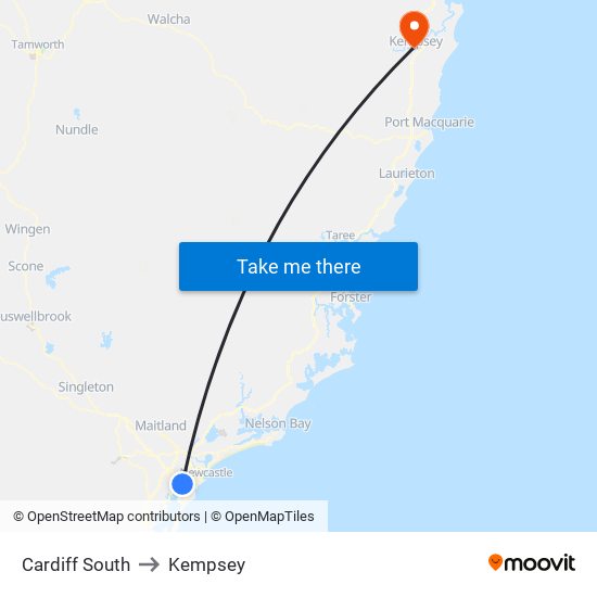 Cardiff South to Kempsey map