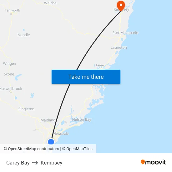 Carey Bay to Kempsey map