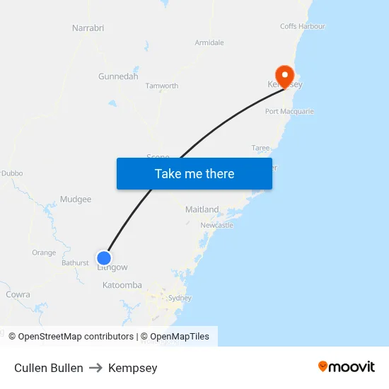 Cullen Bullen to Kempsey map