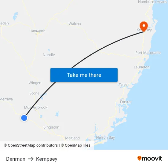 Denman to Kempsey map