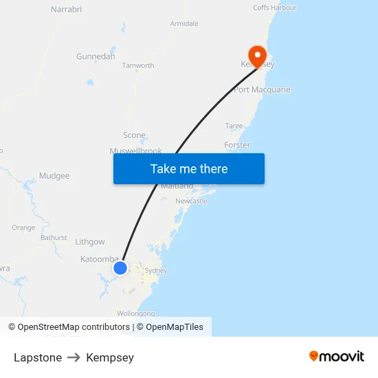 Lapstone to Kempsey map