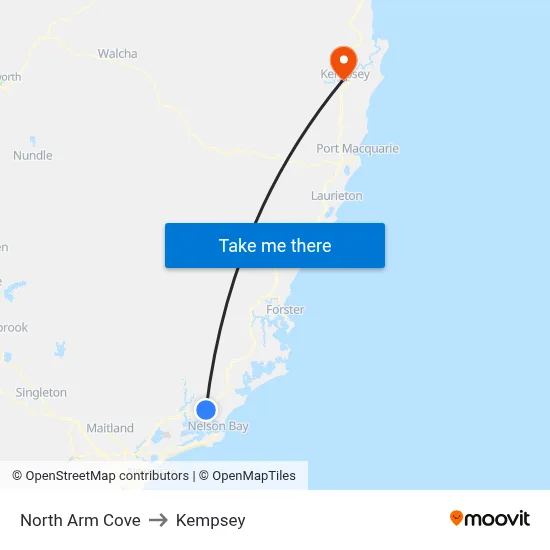 North Arm Cove to Kempsey map