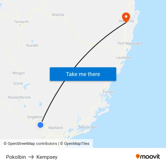 Pokolbin to Kempsey map