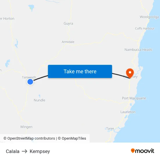 Calala to Kempsey map
