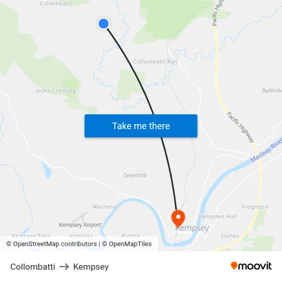 Collombatti to Kempsey map