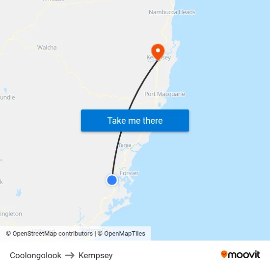 Coolongolook to Kempsey map