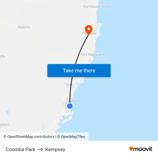 Coomba Park to Kempsey map