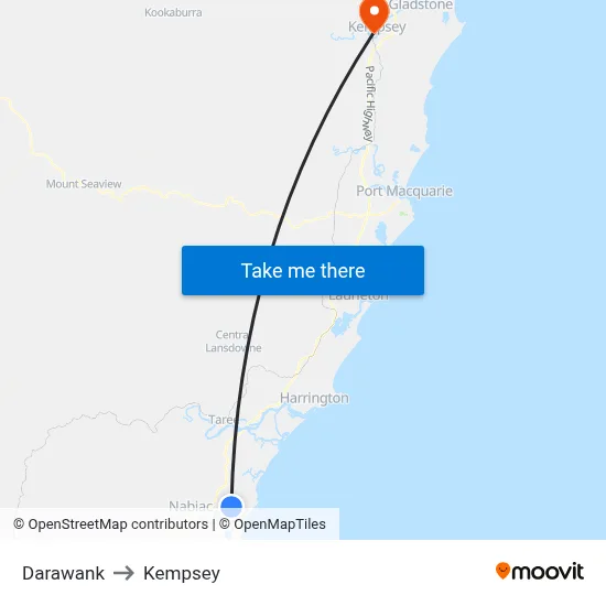 Darawank to Kempsey map