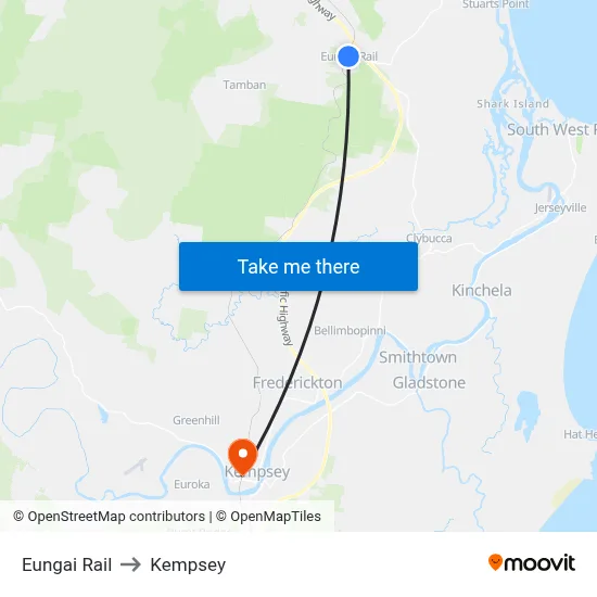 Eungai Rail to Kempsey map