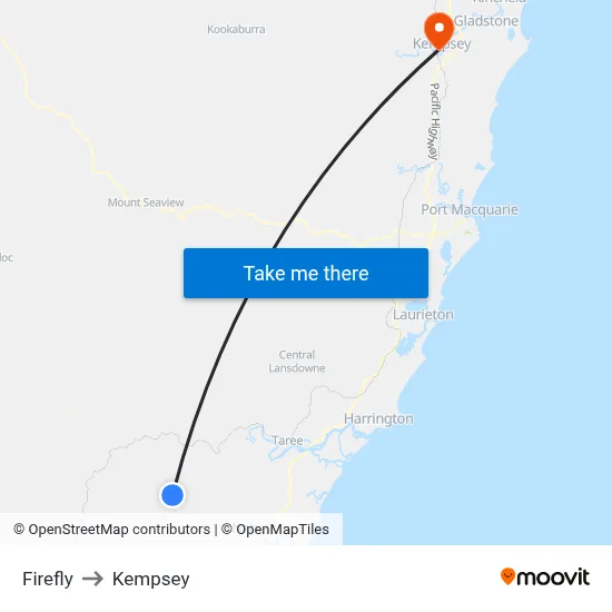 Firefly to Kempsey map