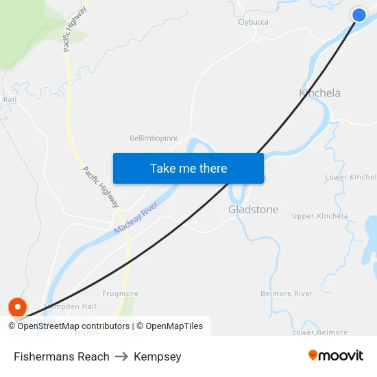 Fishermans Reach to Kempsey map