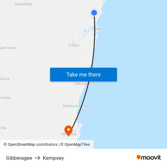 Gibberagee to Kempsey map