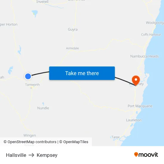 Hallsville to Kempsey map