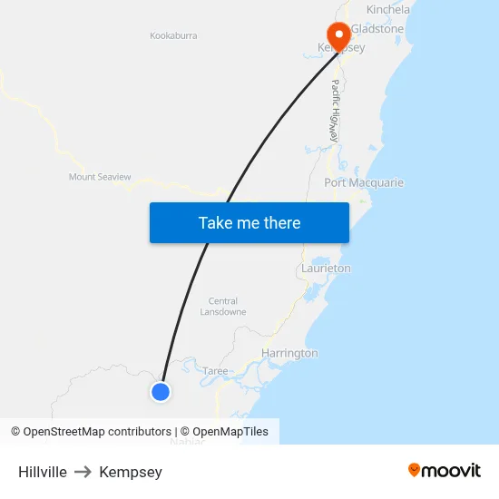Hillville to Kempsey map