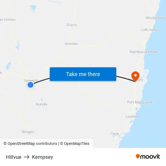 Hillvue to Kempsey map