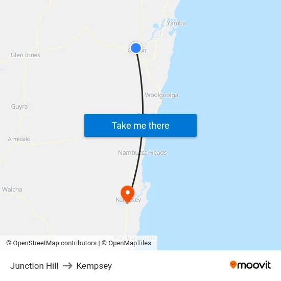 Junction Hill to Kempsey map