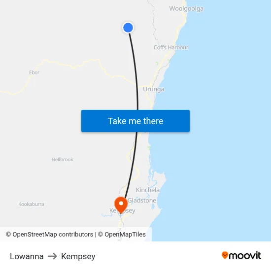Lowanna to Kempsey map