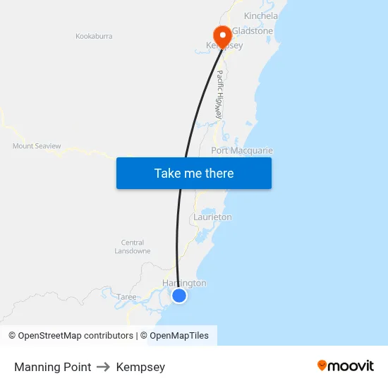 Manning Point to Kempsey map
