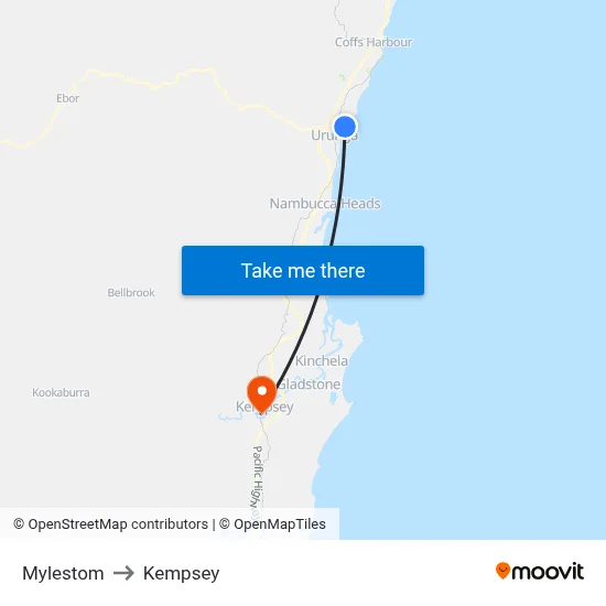 Mylestom to Kempsey map