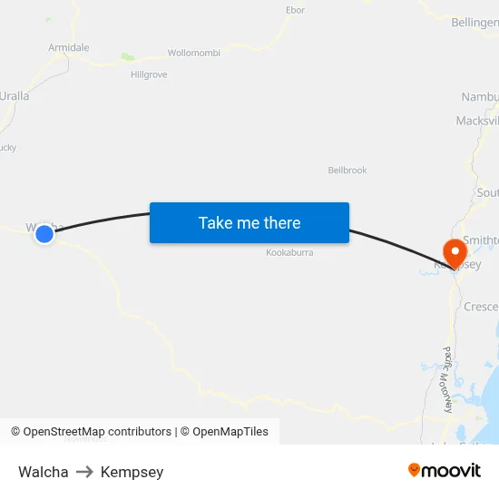 Walcha to Kempsey map