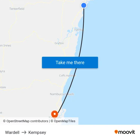 Wardell to Kempsey map