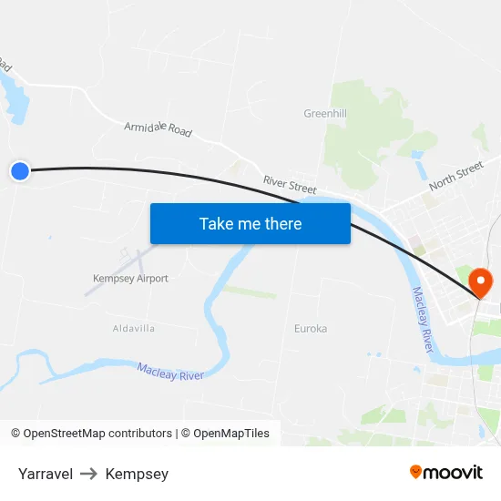 Yarravel to Kempsey map