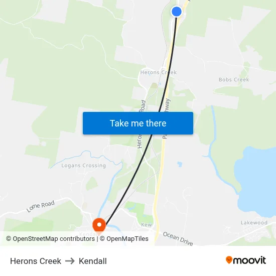Herons Creek to Kendall map