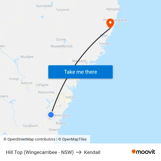 Hill Top (Wingecarribee - NSW) to Kendall map