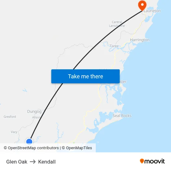 Glen Oak to Kendall map