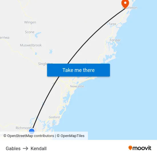 Gables to Kendall map