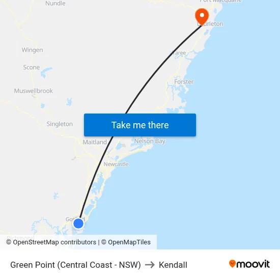 Green Point (Central Coast - NSW) to Kendall map