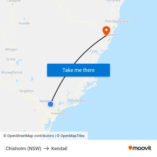 Chisholm (NSW) to Kendall map