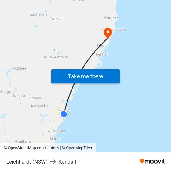 Leichhardt (NSW) to Kendall map