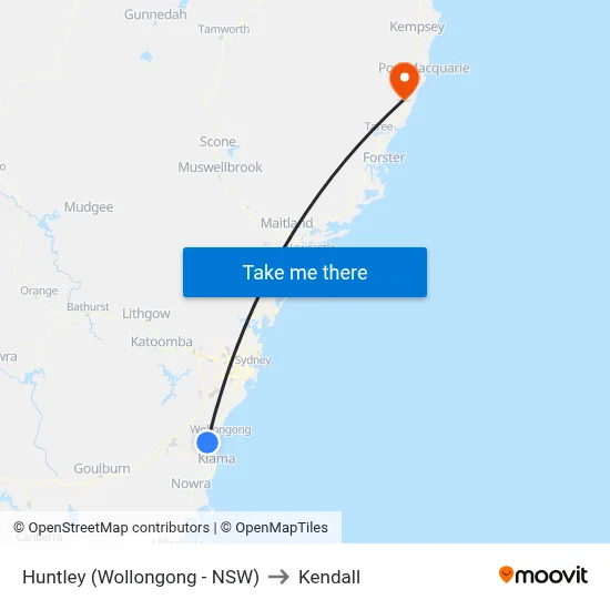Huntley (Wollongong - NSW) to Kendall map
