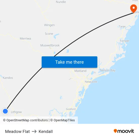 Meadow Flat to Kendall map