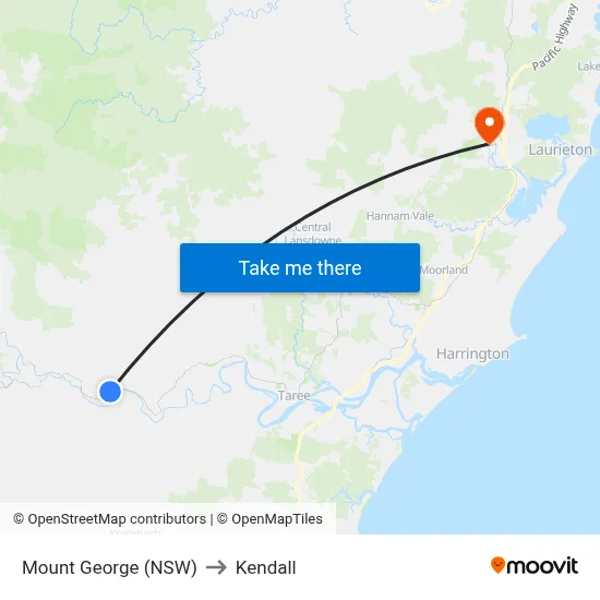 Mount George (NSW) to Kendall map